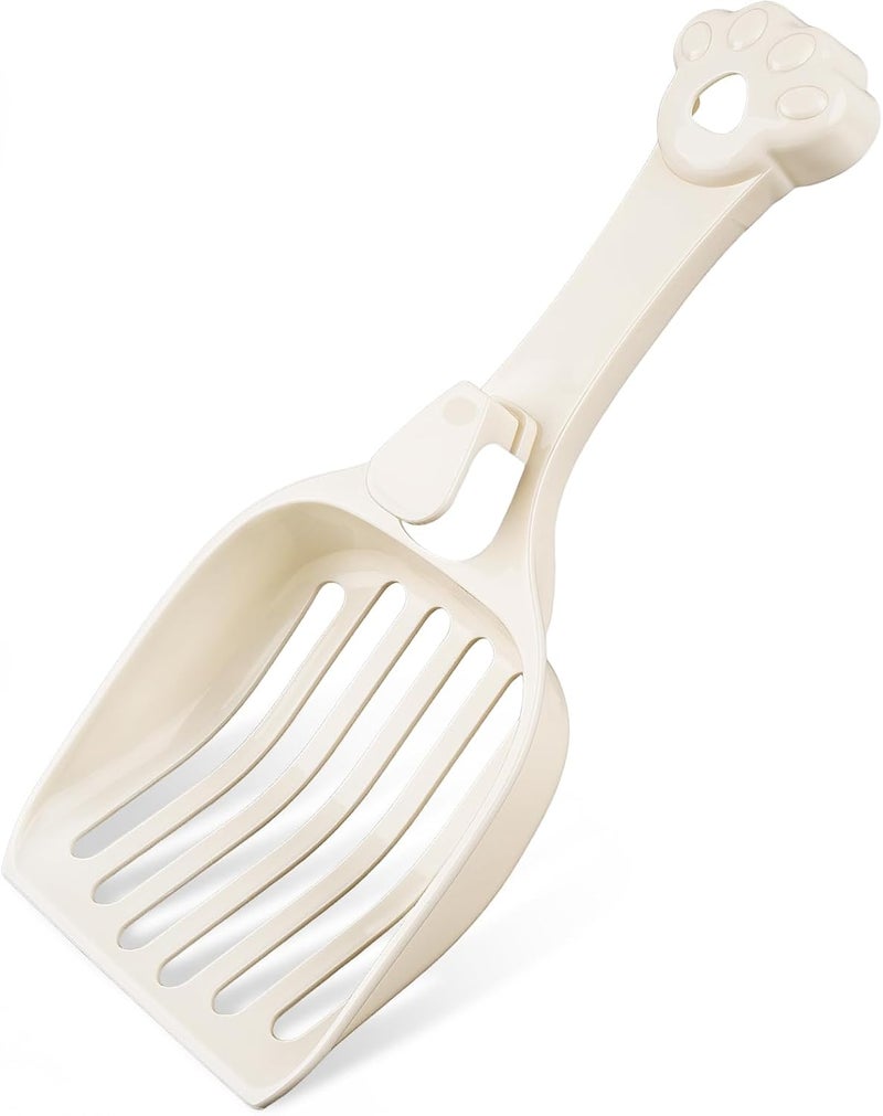 Depets Cat Litter Scoop, Litter Scoop with Wide Slats, Kitty Litter Scooper for Pine Pellets, Durable Plastic Litter Sifter Scoop - Designed for Easy Sifting, Milky White - Image 1